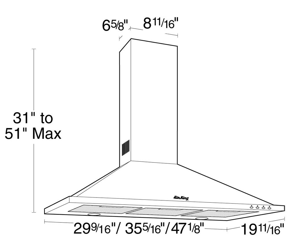 Air King GRAN48SS 48Inch Granada Chimney Style Range Hood with 600CFM