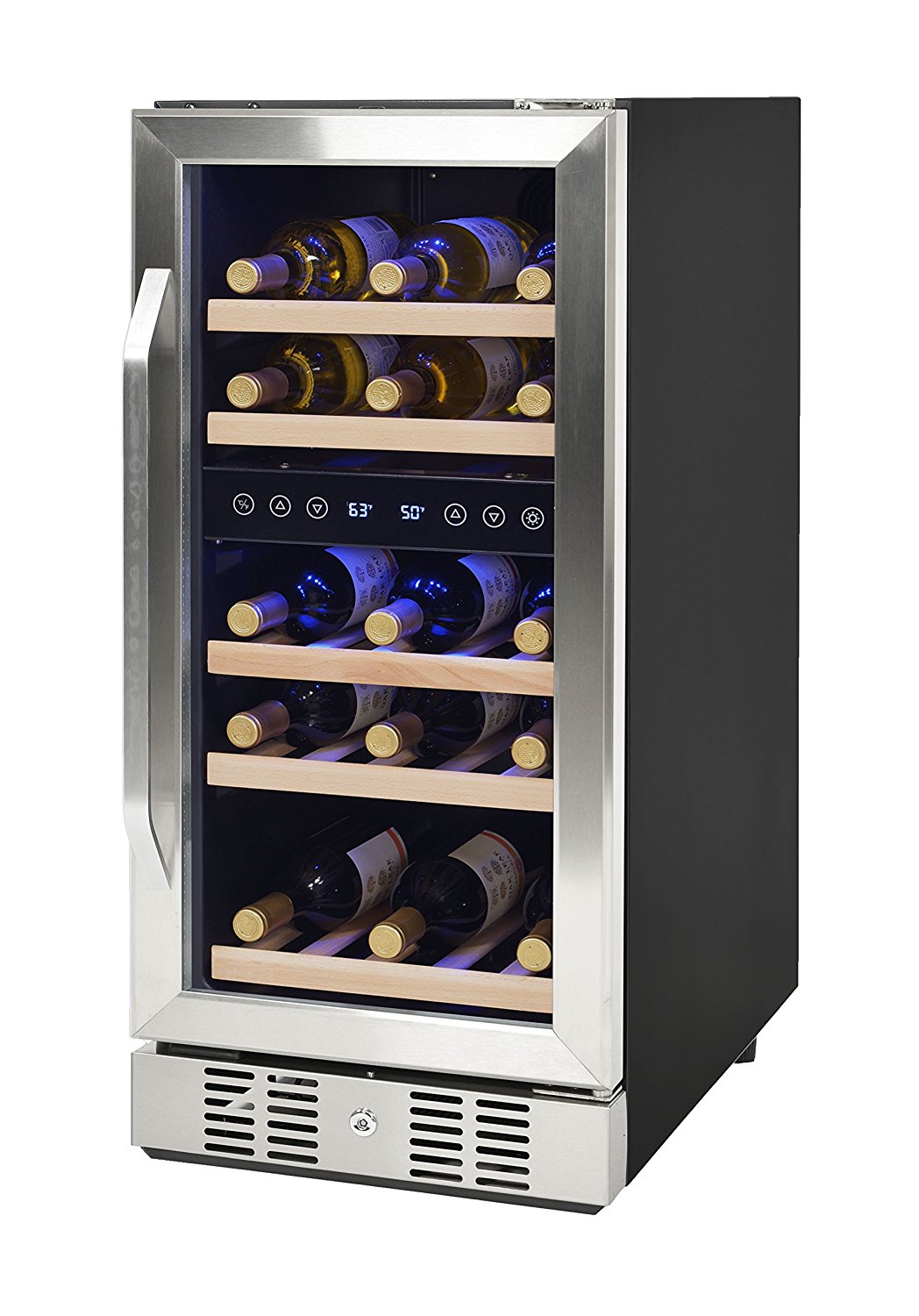 NewAir AWR290DB Compact 29 Bottle Compressor Wine Cooler, Black/Stainless Steel N9 free image
