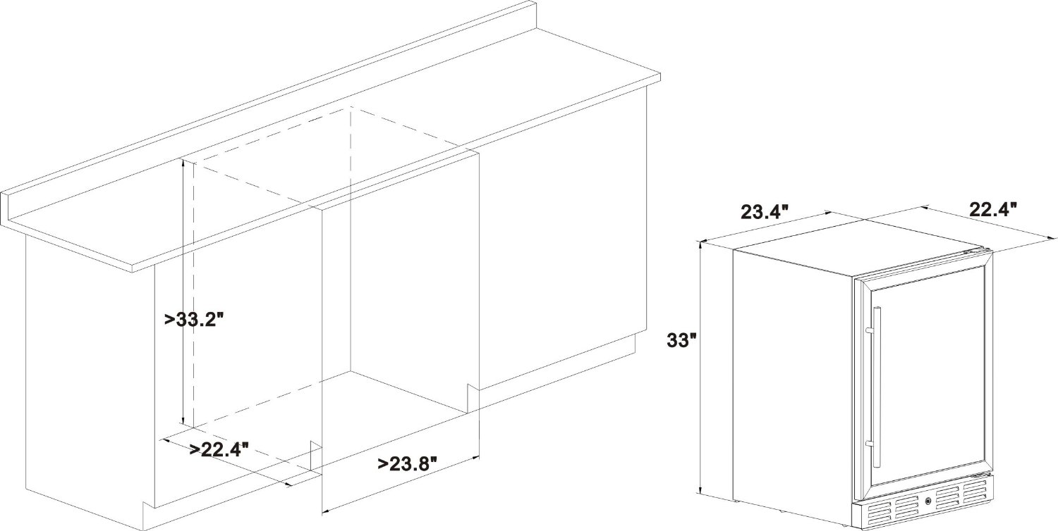 Kalamera 24" Beverage Refrigerator 175 Can Builtin or Freestanding