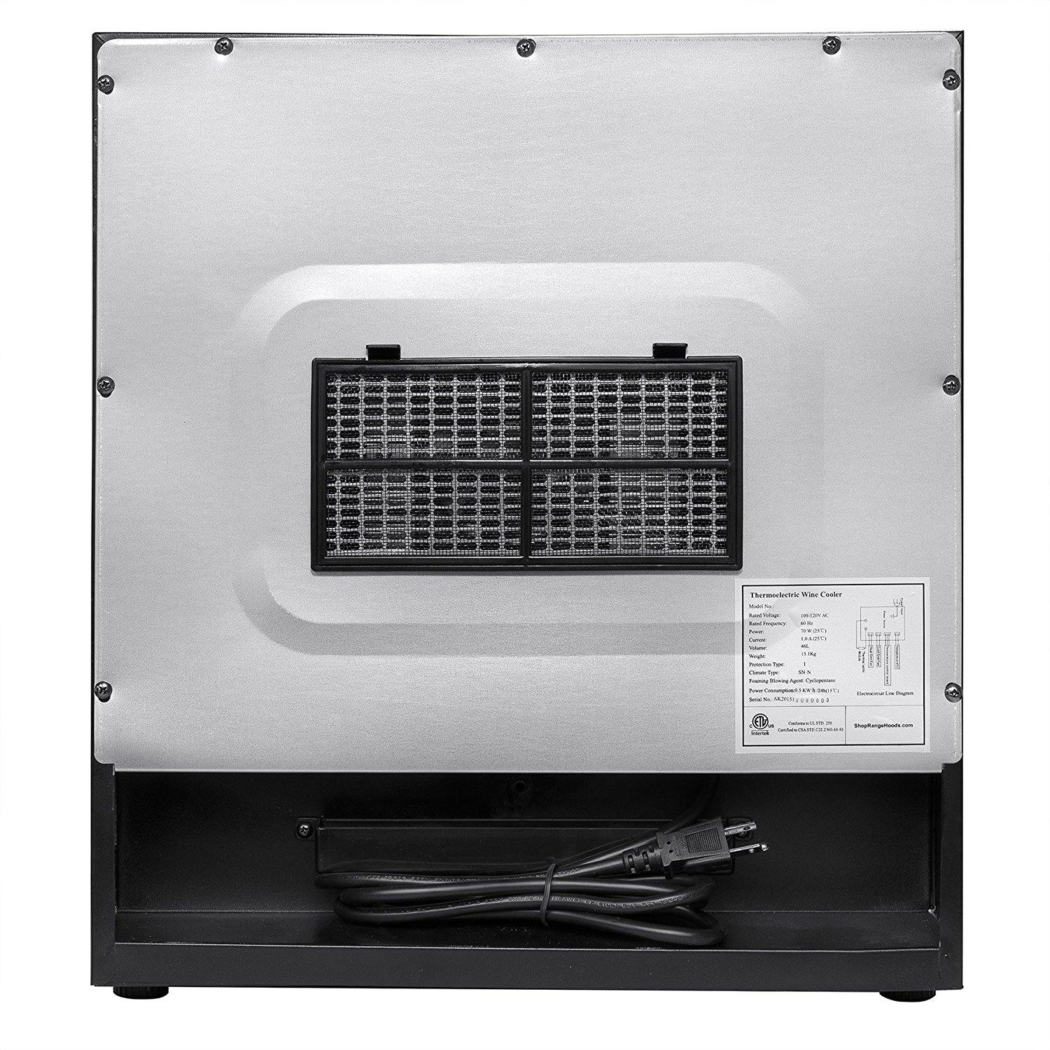 AKDY® 28 Bottle Single Zone Thermoelectric Stainless Steel Freestanding