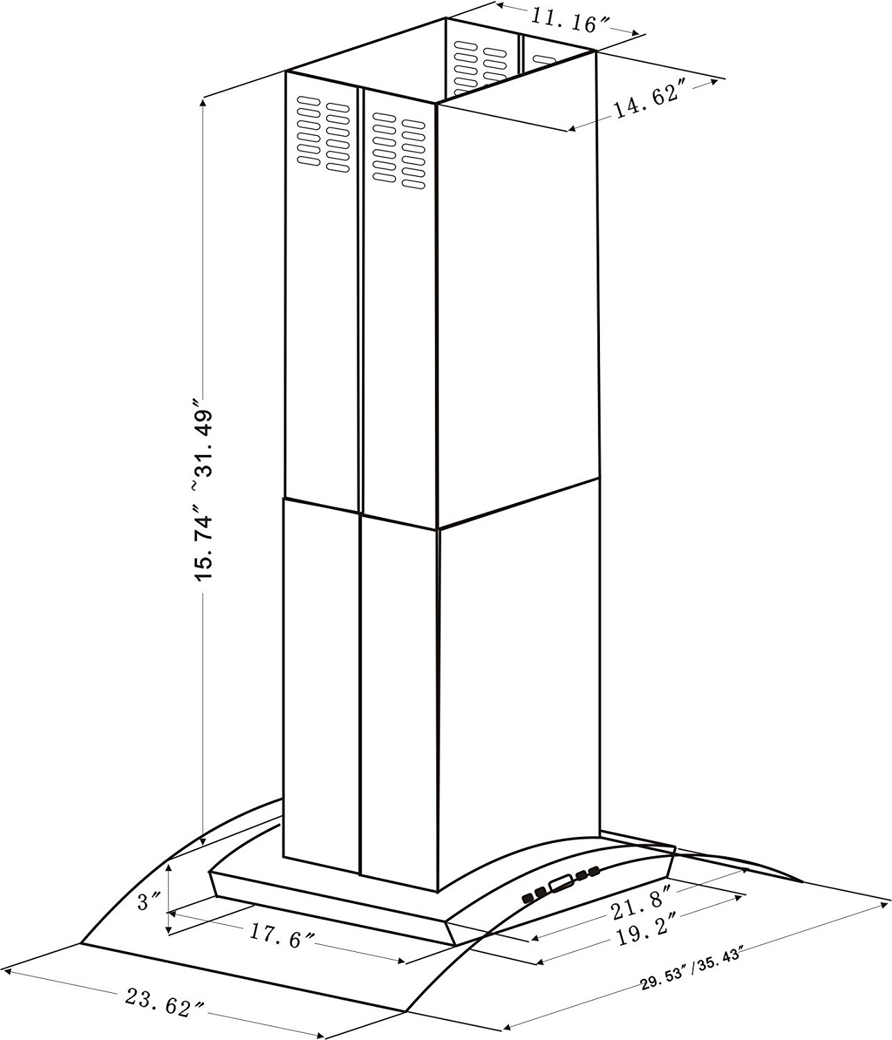 SKIG10 STAINLESS STEEL ISLAND MOUNTED RANGE HOOD 36" N2 free image