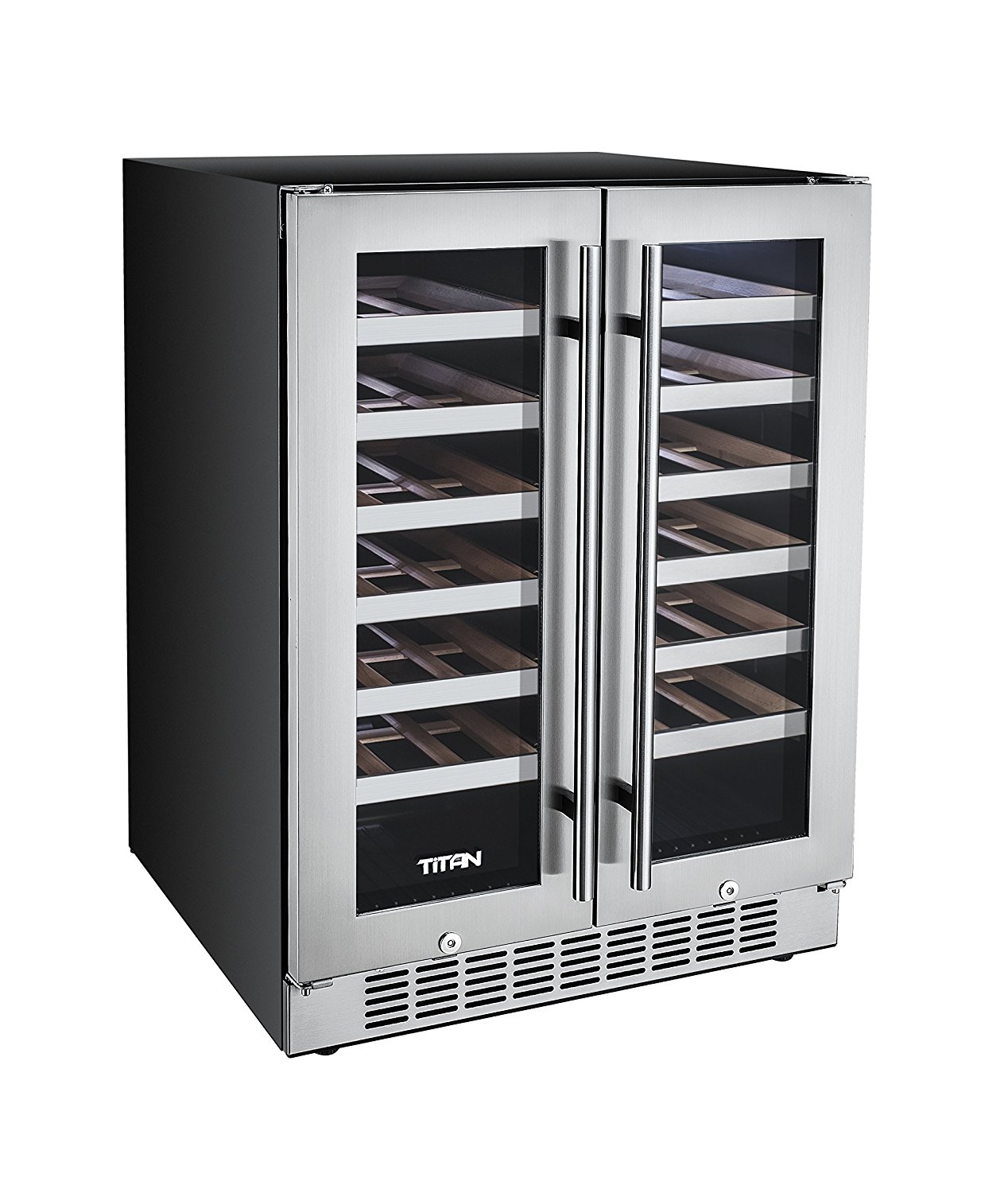 Titan 24 Inch Builtin Dual Zone French Door Wine Refrigerator N3 free