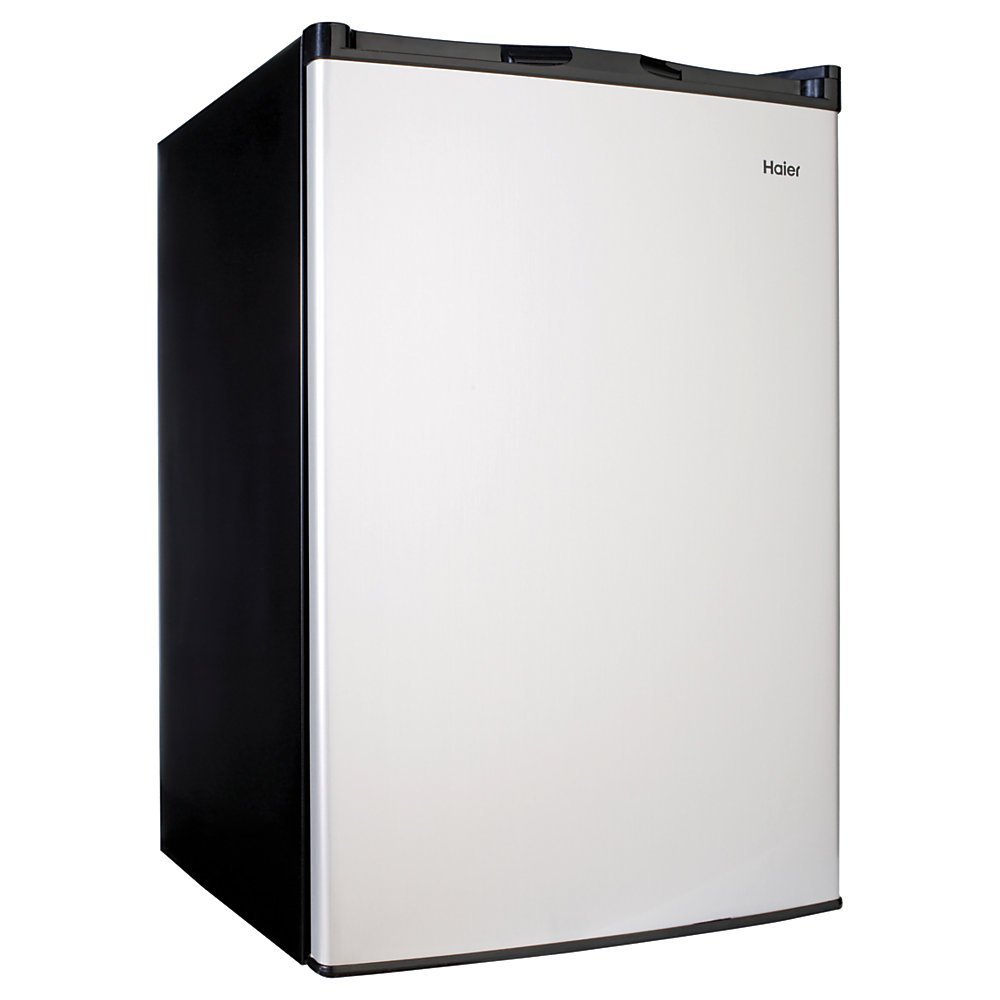 Haier 4.5 Cu Ft Compact Refrigerator, Virtual Stainless Steel/Black