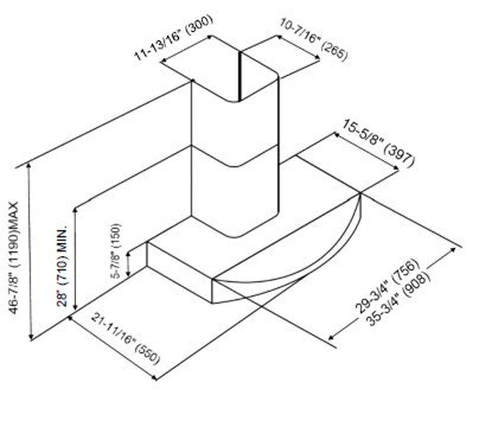 KOBE Range Hoods CHX3830SQBWM2 Contemporary Brillia 30" Wall Mount