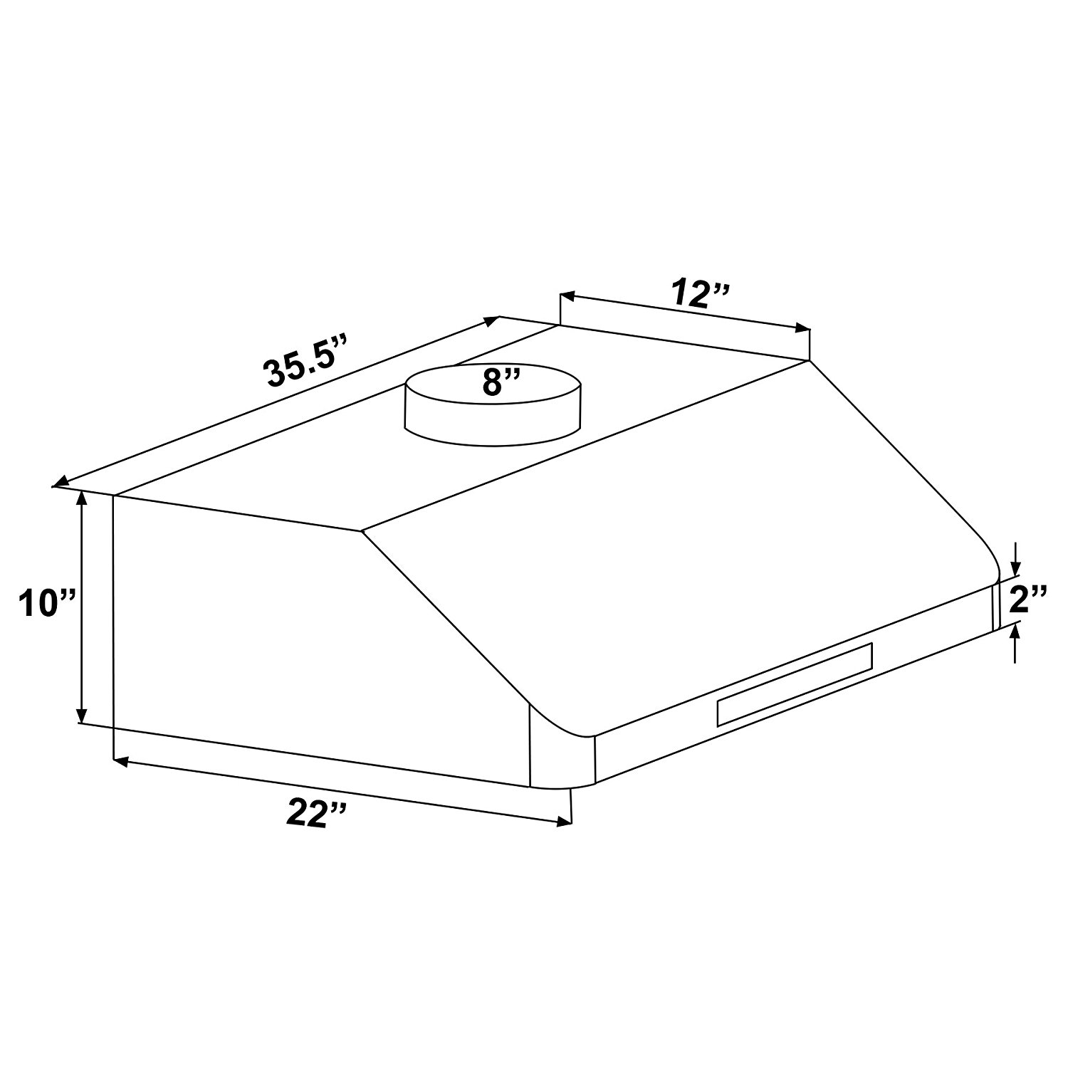 Golden Vantage 36" Under Stainless Steel Range Hood Vent with