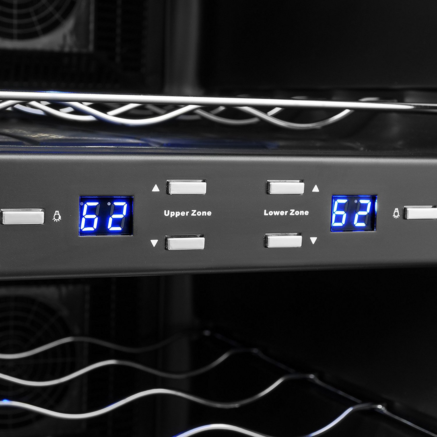 AKDY 12 Bottles Dual Zone Black Finish Reversible Doors Push Button