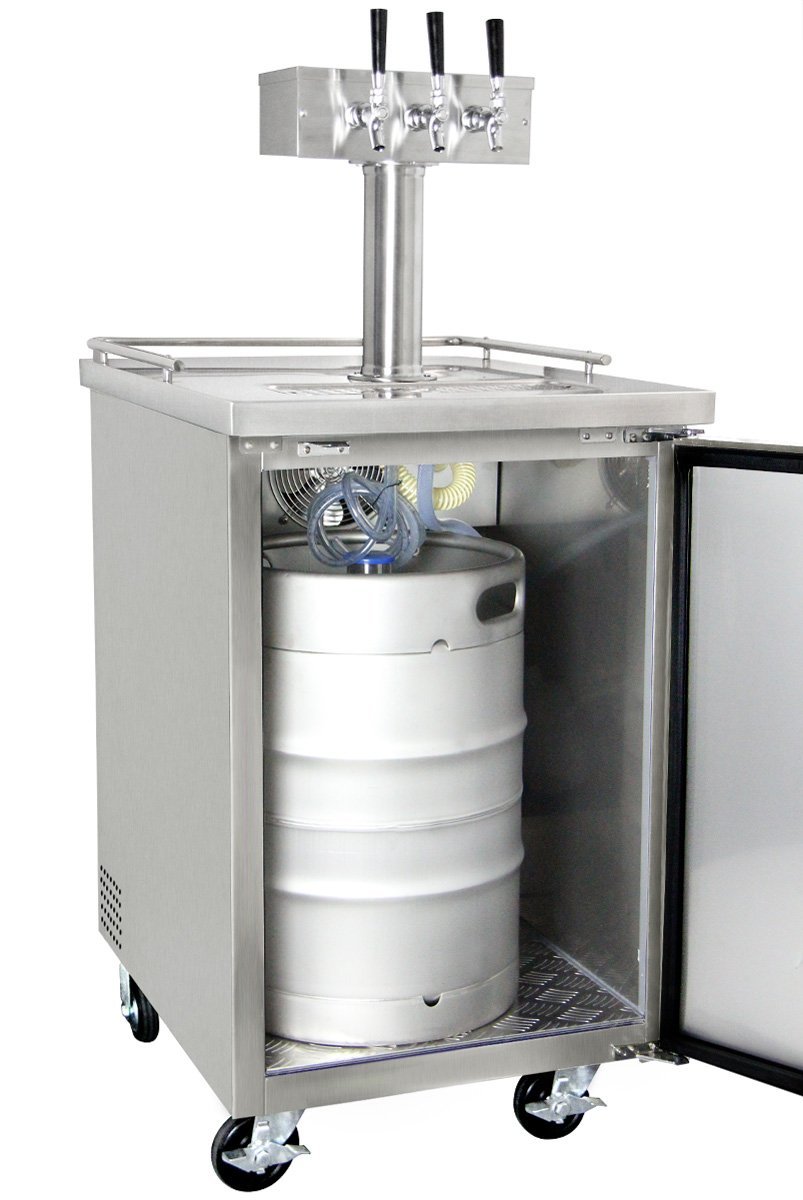 Kegco Three Faucet Commercial Direct Draw Beer Dispenser Black