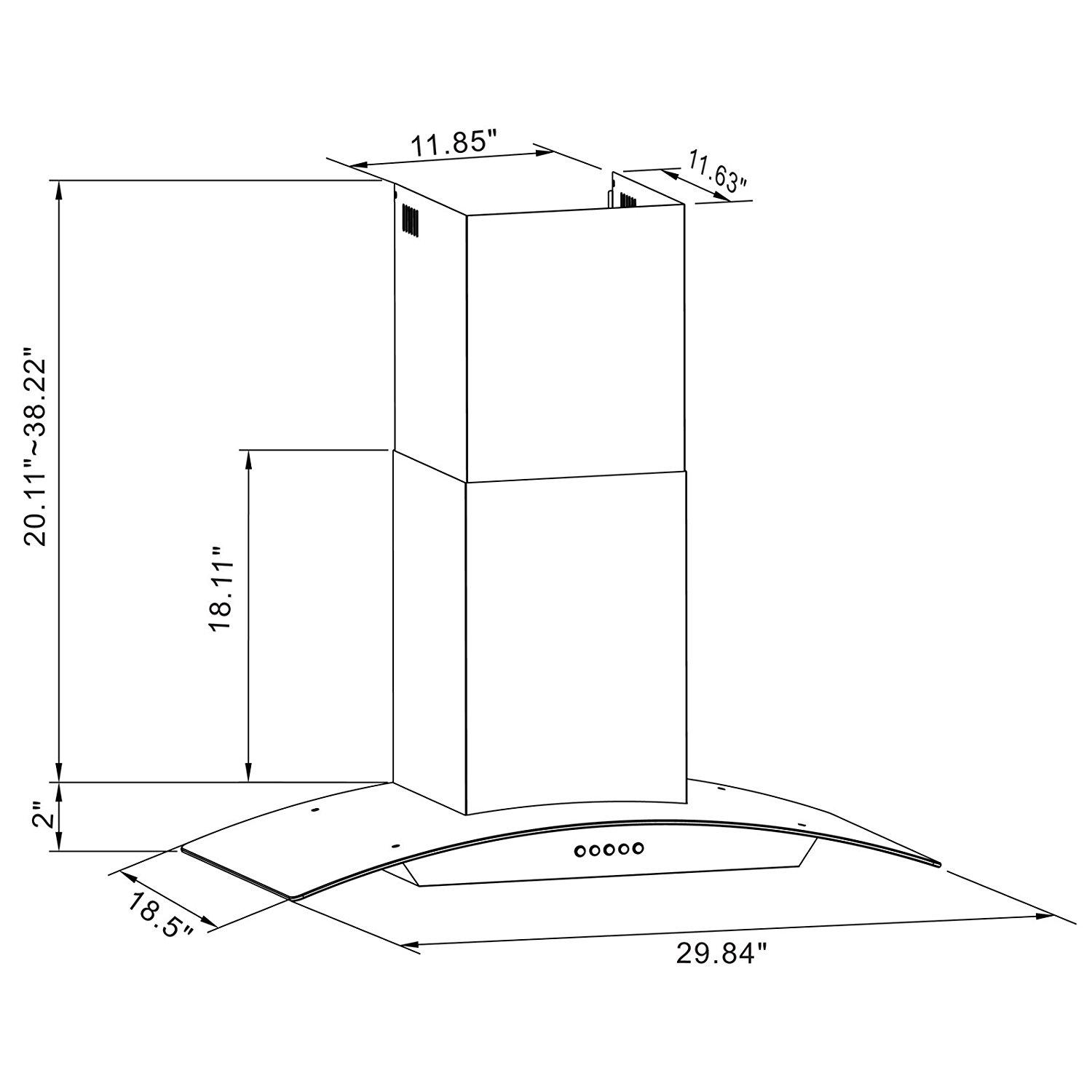 RUMLAD 30"Stainless Steel WallMounted Kitchen Range Hood with LED