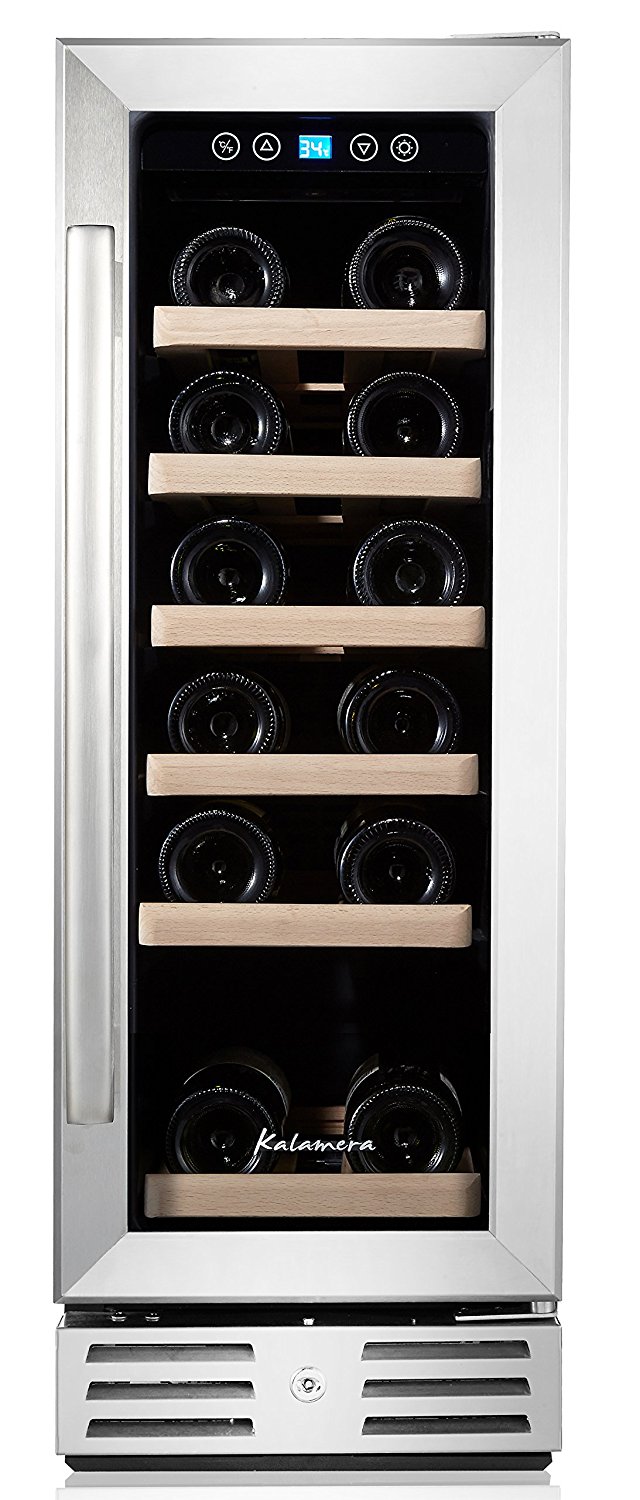 Kalamera 12'' Wine refrigerator 18 Bottle Builtin or Freestanding with
