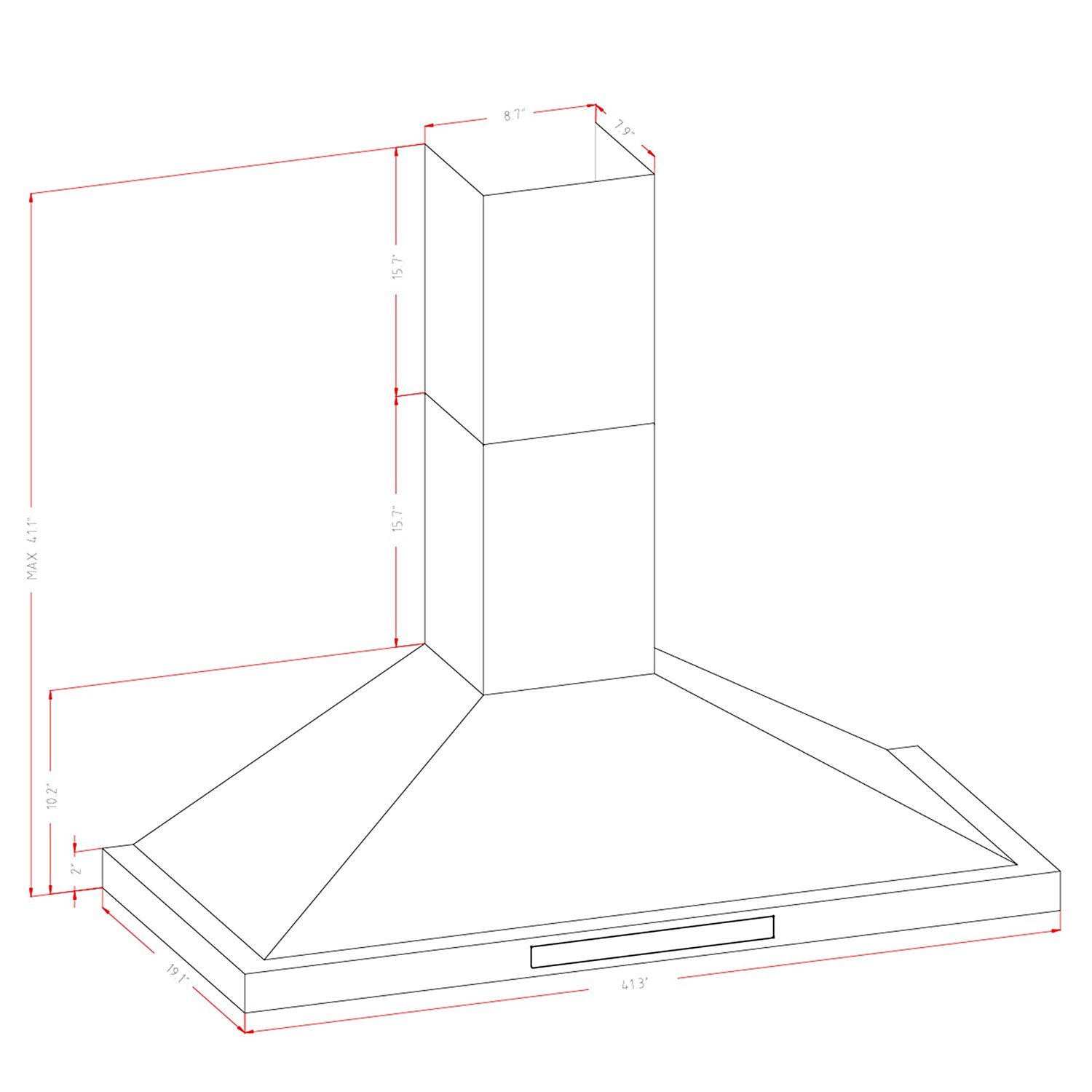 AKDY® 42" Wall Mount Stainless Steel Touch Display Screen Baffle Filter