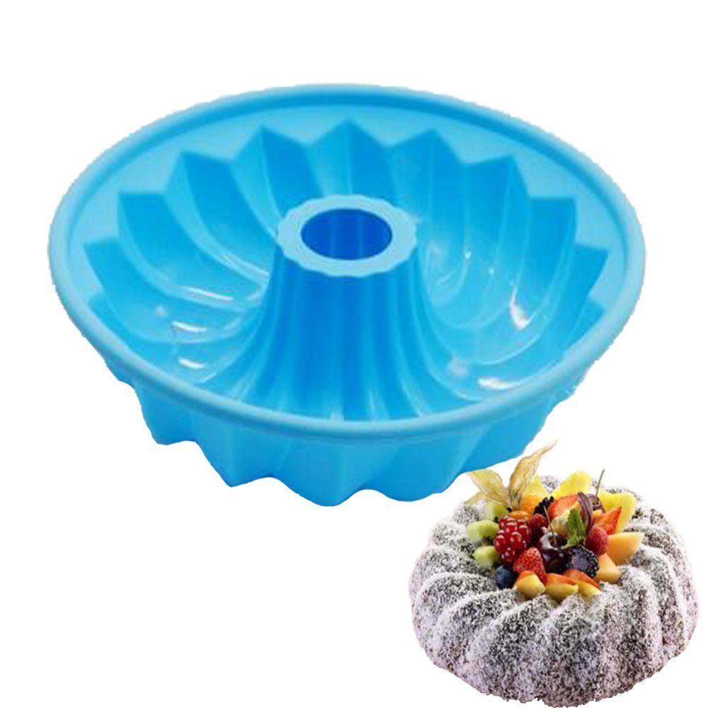 1ea 9" Alekoo NonStick Silicone DIY Cake Bundt Pans, Chiffon Mold, Savarin Pan (High) N4 free