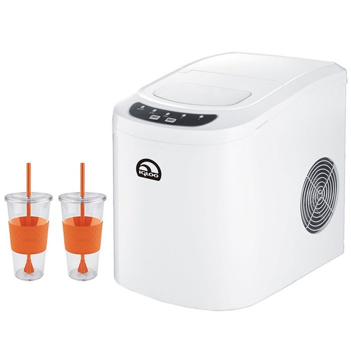 Igloo Compact Ice Maker (ICE102CWhite) with 2x Copco Eco First Tumbler