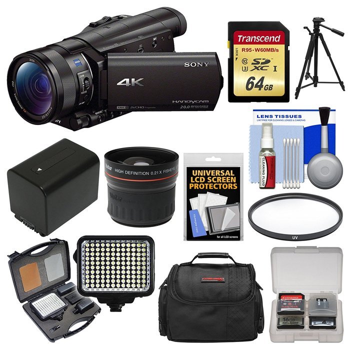 Sony Handycam FDRAX100 WiFi 4K HD Video Camera Camcorder with 64GB