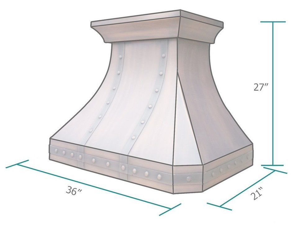 Copper Best H3 362127S Copper Range Hood Smooth with Antique Copper