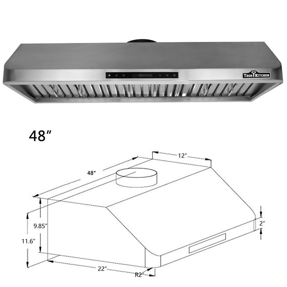 Docooler THOR KITCHEN Stainless Steel Under Range Hood 900 CFM