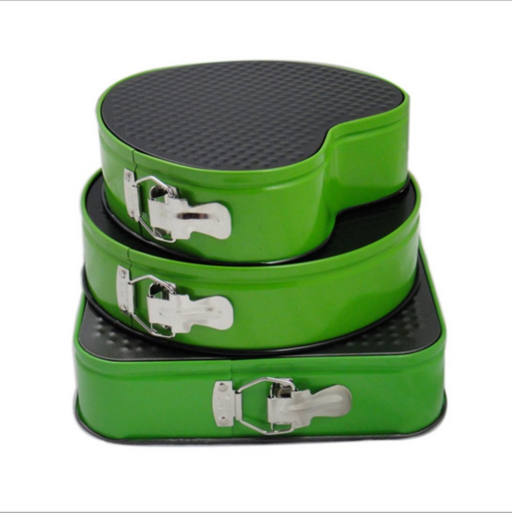 Set of 3 Springform Cake Tin Nonstick Baking Pan DIY Heart/Round/Square