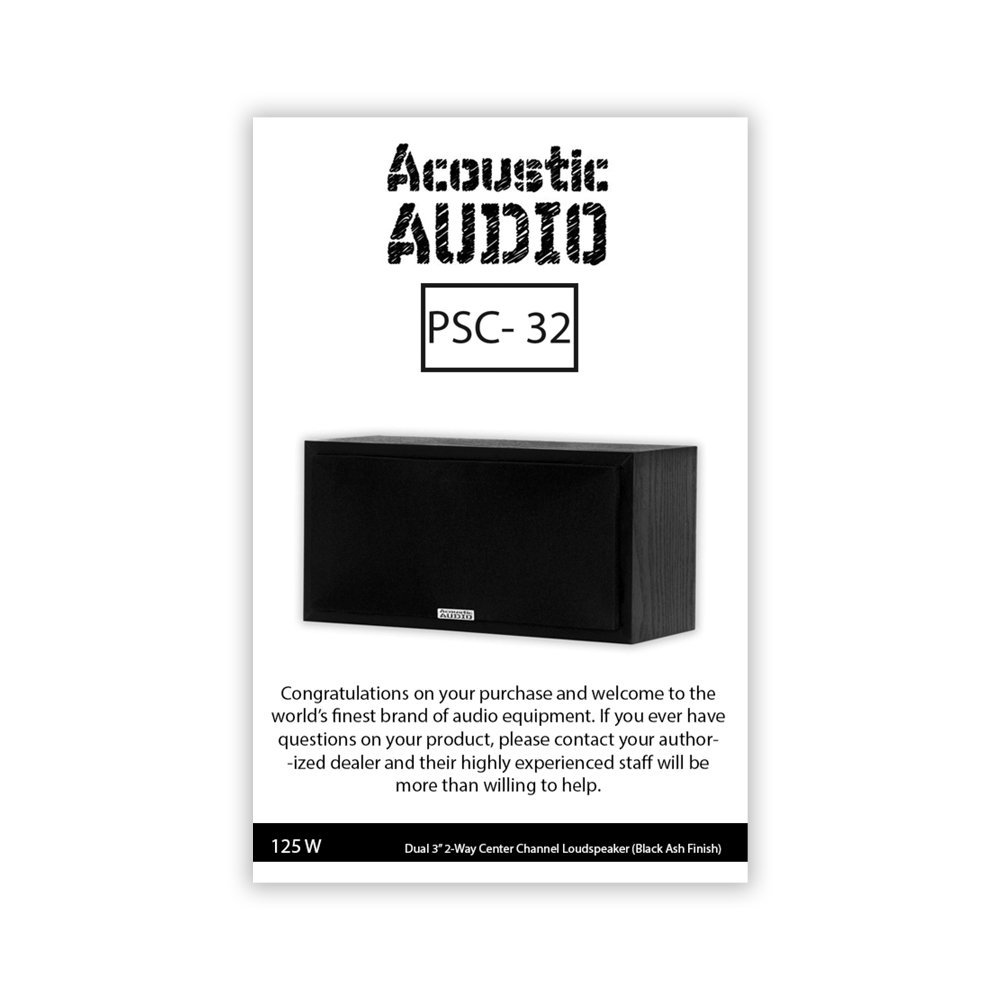 Acoustic Audio PSC32 Center Channel Speaker (Black) N3 free image download
