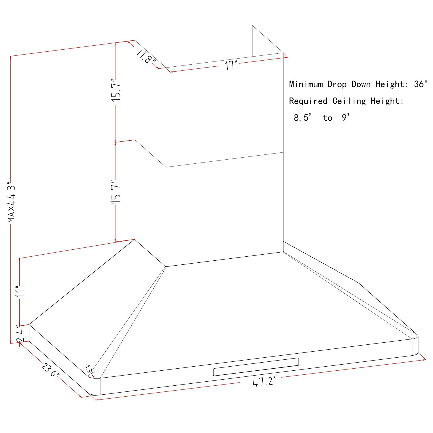 AKDY® 48" Wall Mount Dual Motor Stainless Steel Touch Control Halogen