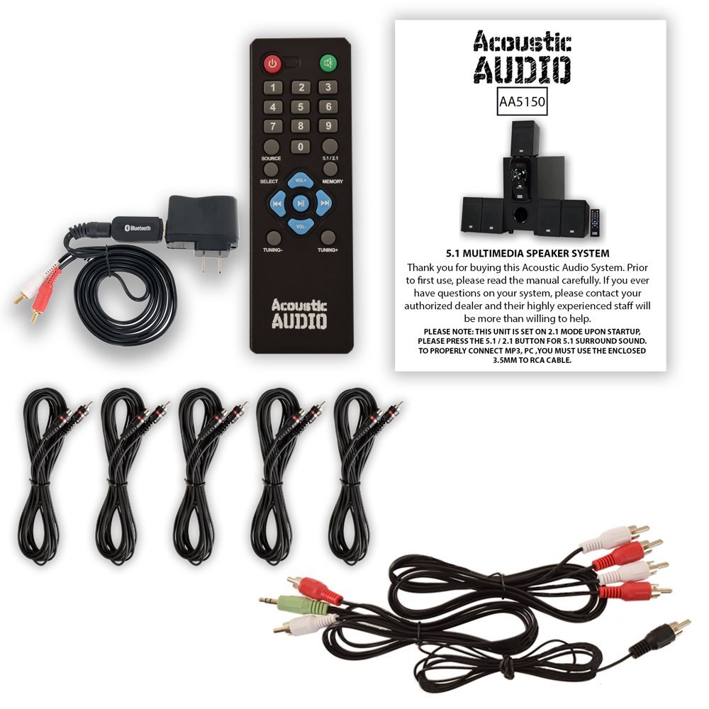 Acoustic Audio AA5150 Home Theater 5.1 Speaker System with Bluetooth FM