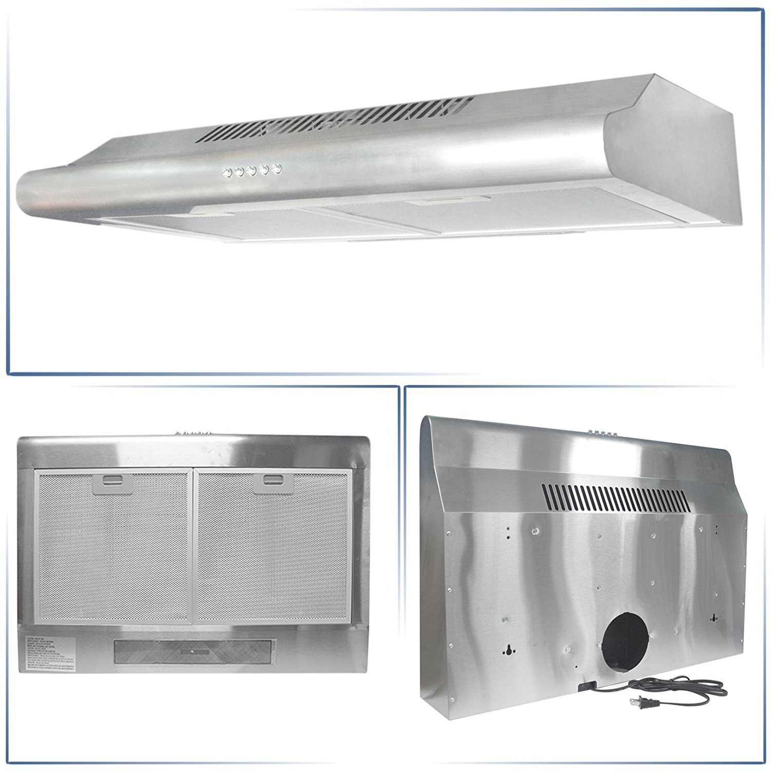 30" Range Hood Kitchen Wall Mount Stainless Steel Glass Stove Vents USA