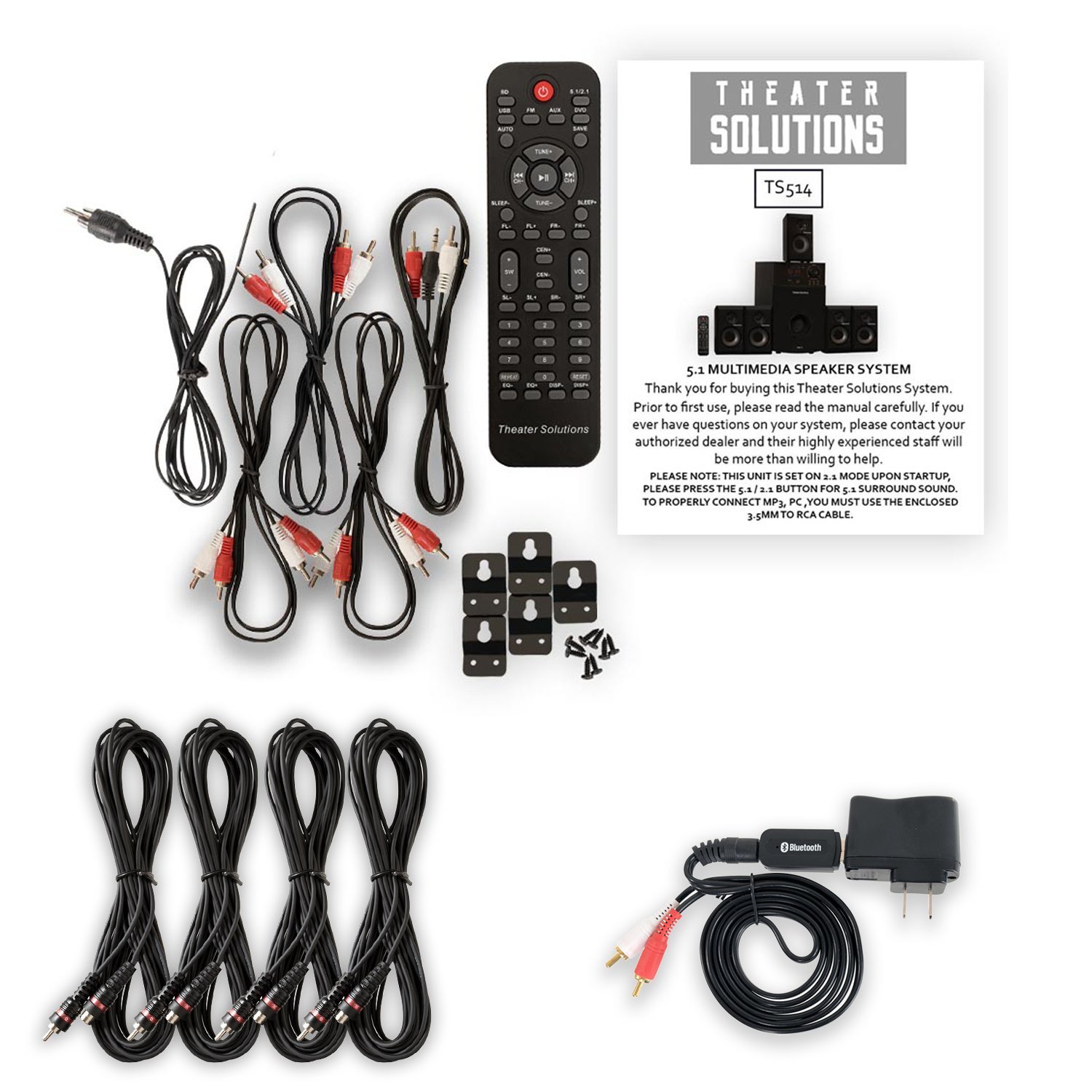 Theater Solutions TS514 Home Theater 5.1 Speaker System Bluetooth USB