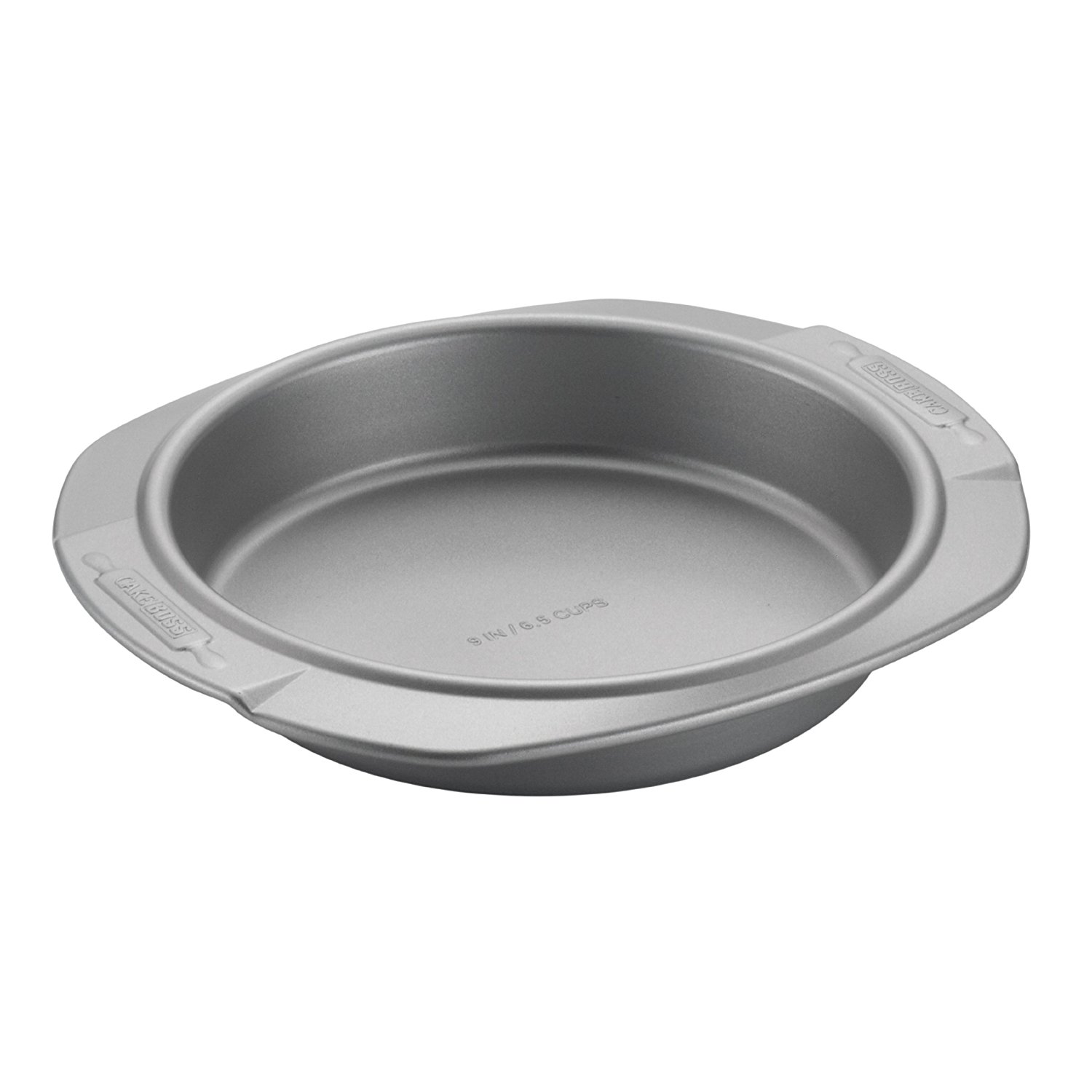 Cake Boss Deluxe Nonstick Bakeware 9Inch Round Cake Pan, Gray with Red