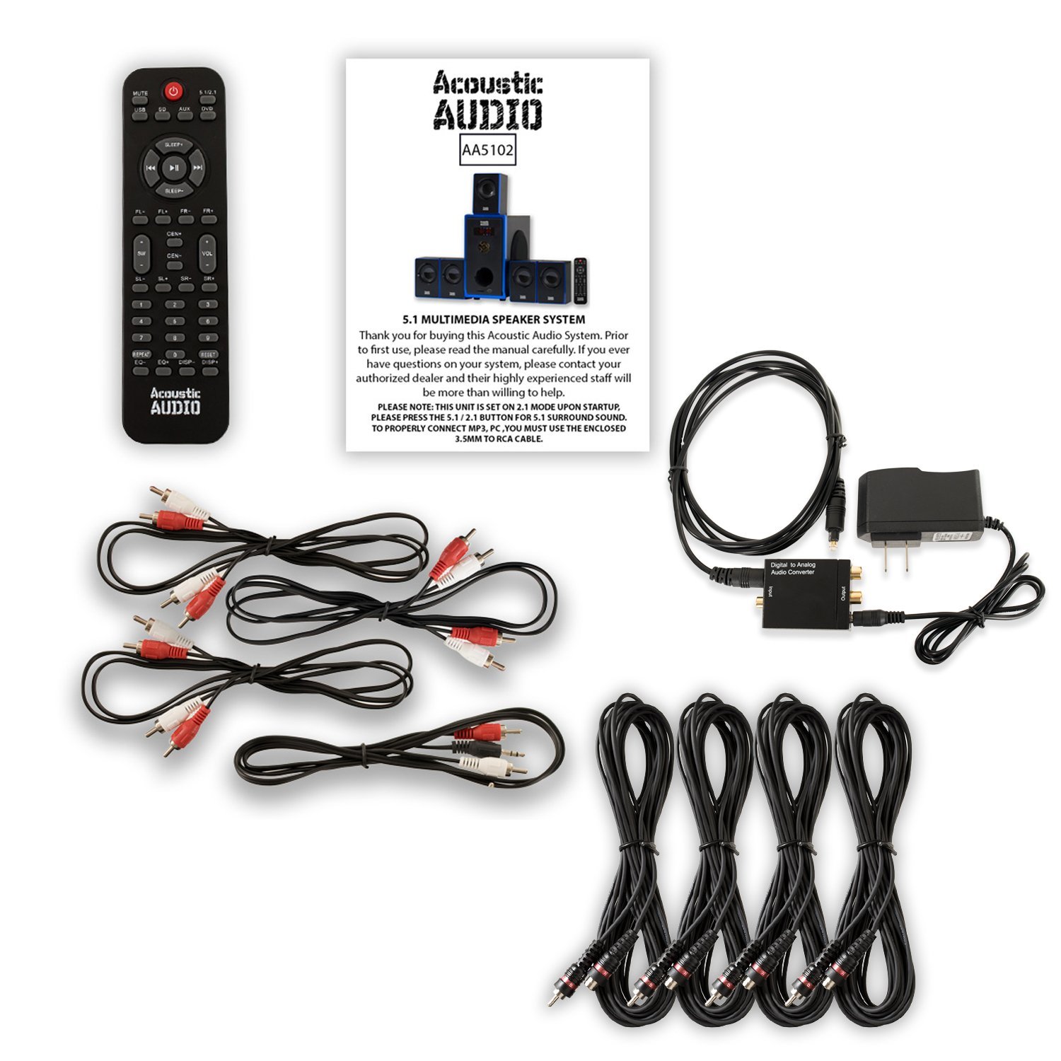 Acoustic Audio AA5102 Home Theater 5.1 Speaker System with Optical