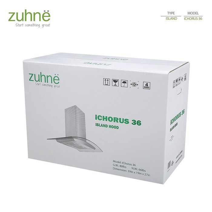 Zuhne iChorus 36 inch Kitchen Island Vented/ Ductless Stainless Steel