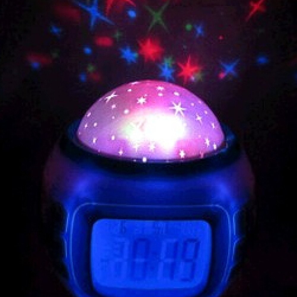 Music Star Projection Alarm Clock with Little Star Glow Night Light