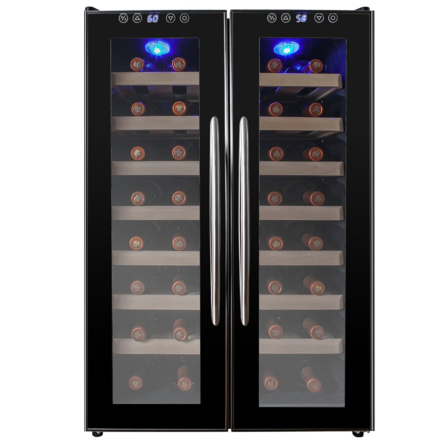 AKDY® 32 Bottle Dual Zone Thermoelectric Freestanding Wine Cooler