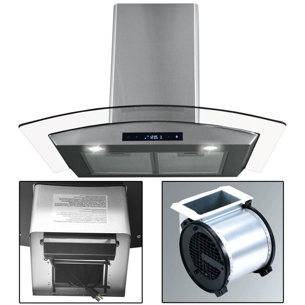 30" Stainless Steel Kitchen Powerful Wall Mount Range Hood Vent Touch Panel Control with Digital