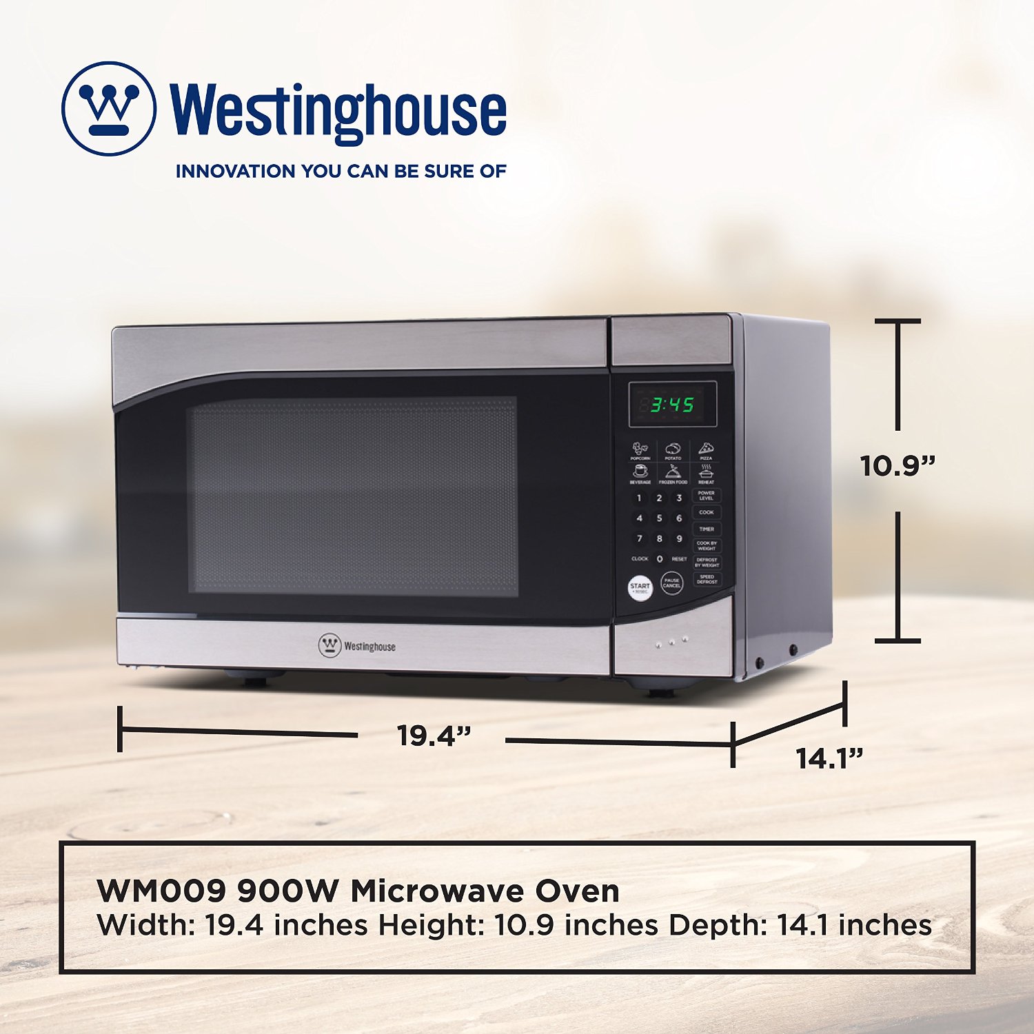 Westinghouse WM009 900 Watt Counter Top Microwave Oven, 0.9 Cubic Feet