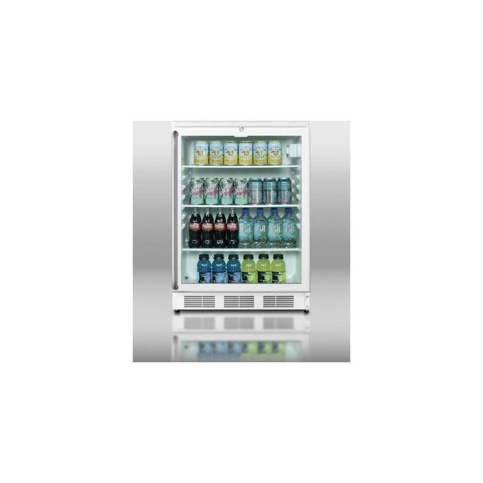Summit SCR600LSH 24" Wide GlassDoor Refrigerator With Factory Installed