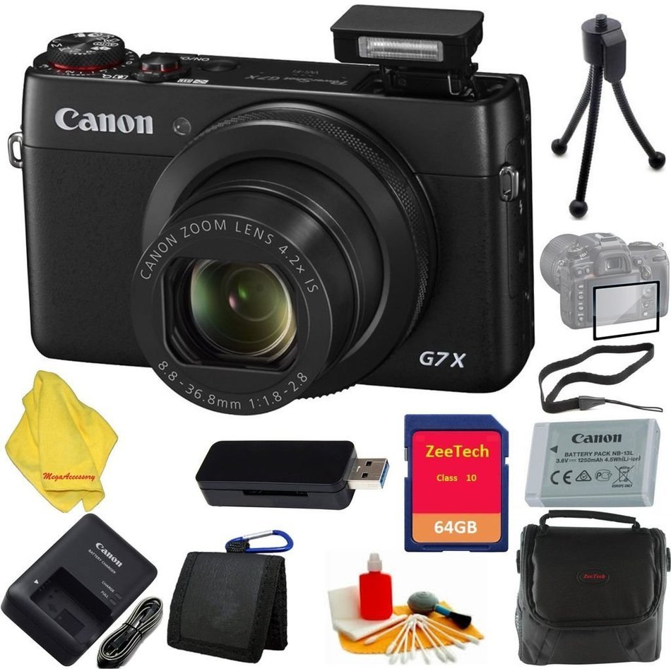 Canon PowerShot G7 X Digital Camera + Case+64 GB Card+Reader + 6pc