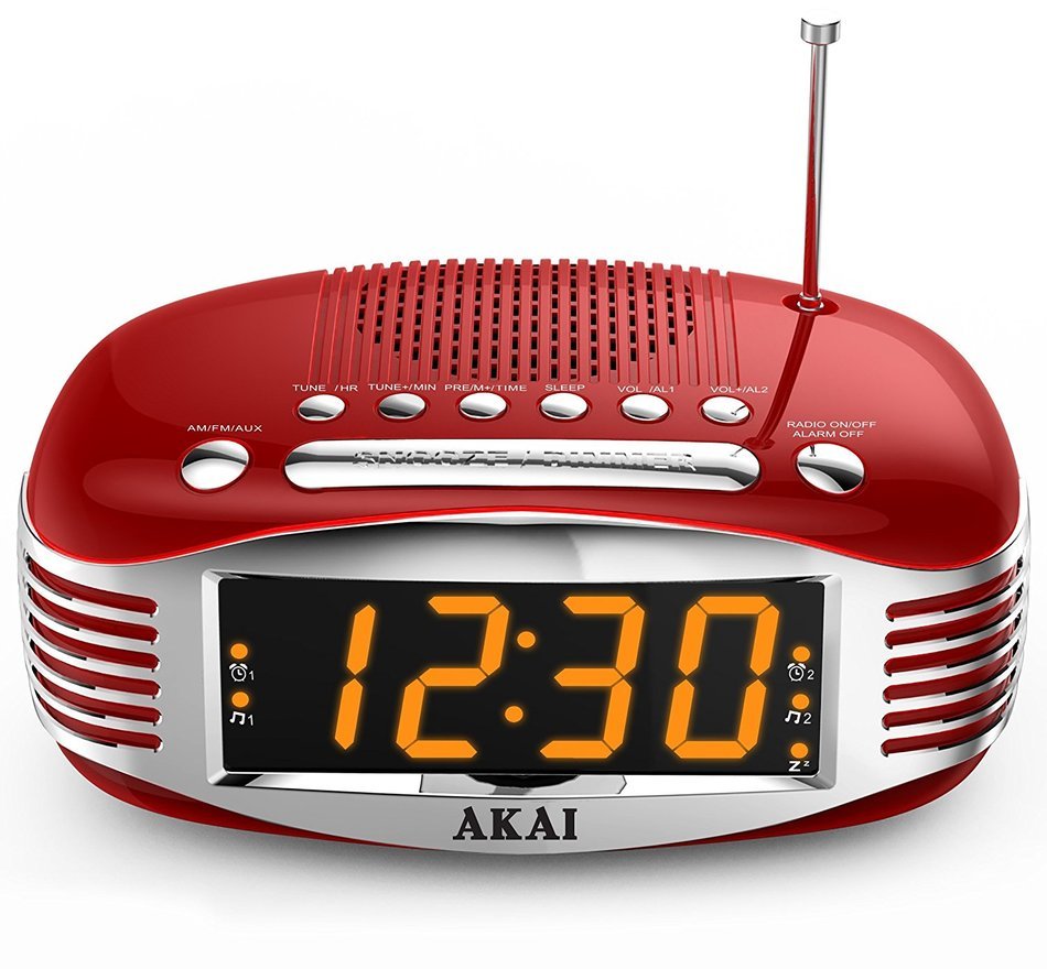 Akai Retro Style Radio Alarm Clock, Red (CE1500R) N3 free image download
