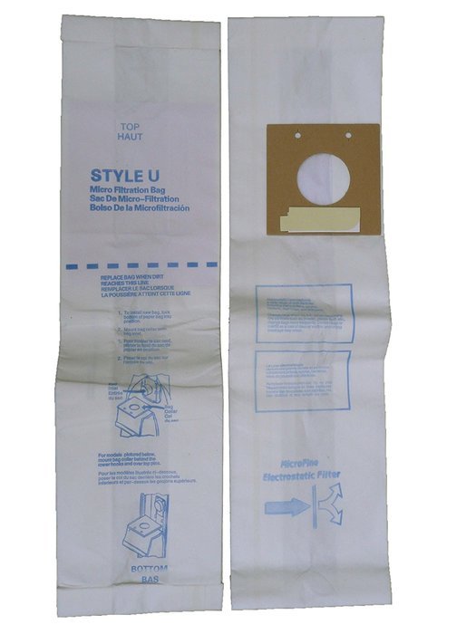 6 Eureka U Bravo Vacuum Bags, Bravo II, Direct Air, World Vac, White Westinghouse Vacuum