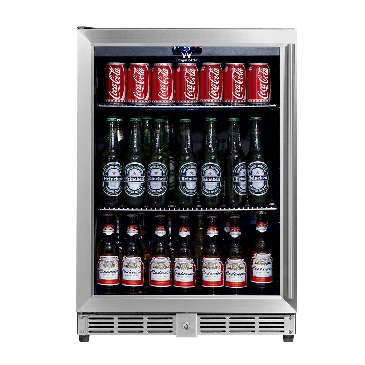 KingsBottle 450 Can Beverage Cooler, Stainless Steel with Glass Door