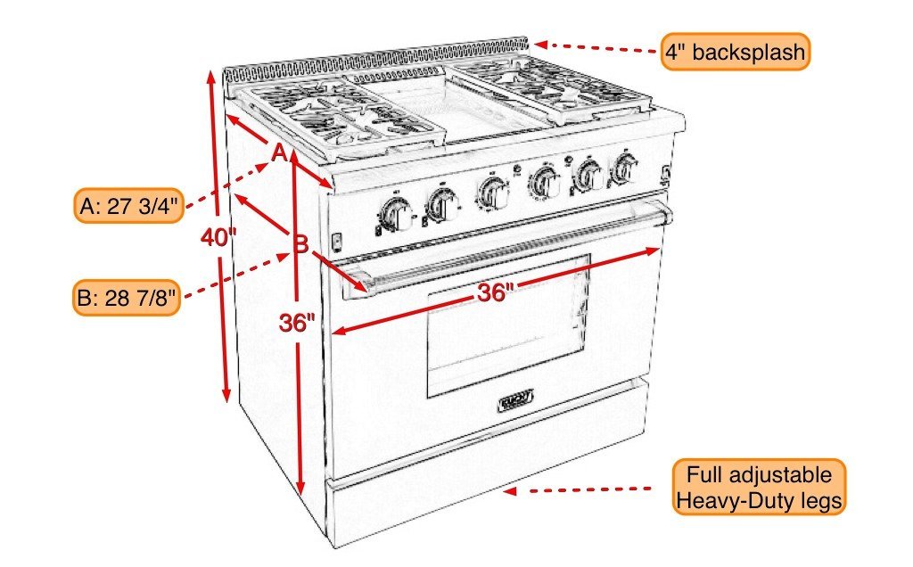 Kucht KRG3609U 36" ProfessionalClass Natural Gas Range with 5.2 cu. ft