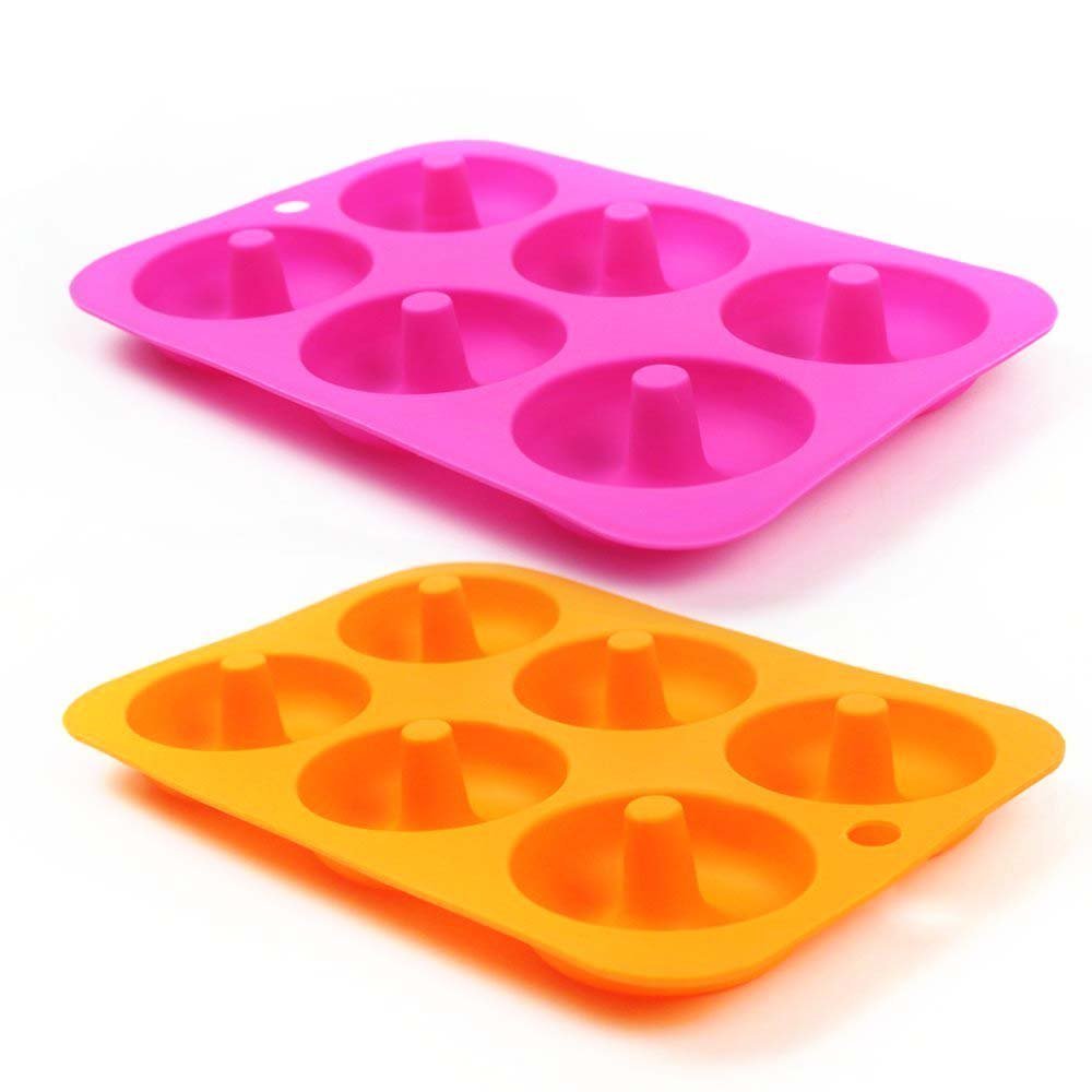 LoveS (2pcs) 6Cavity Silicone Donut Baking Pan/NonStick Donut Mold