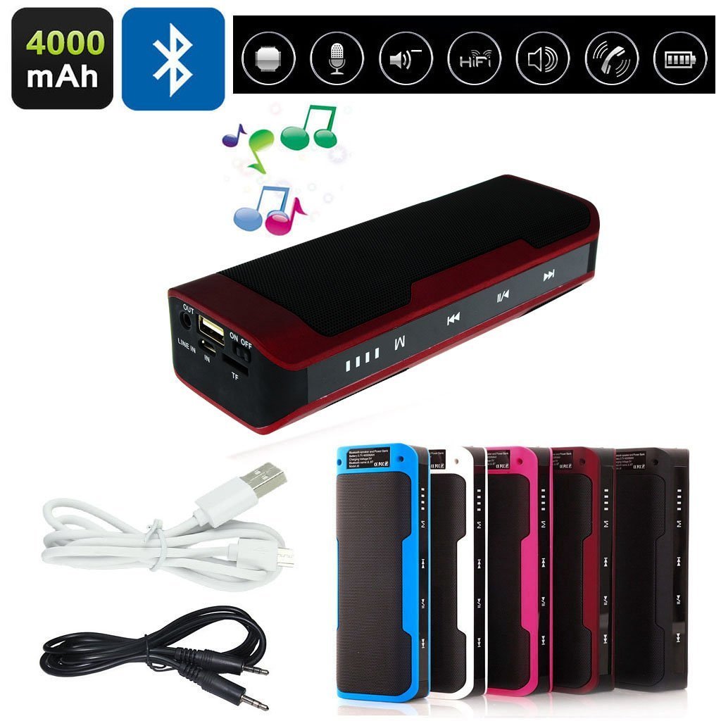4000mAh Power Bank Bluetooth Speaker, CNUALV Wireless Bluetooth Speaker with FM Radio, Micro SD