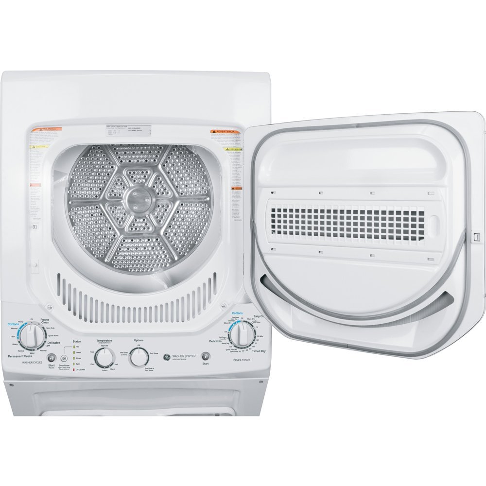 GE GUD24GSSJWW Spacemaker 6.4 Cu. Ft. White Gas Washer/Dryer Combo N3