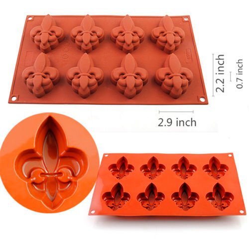 2win2buy 8Cavity Fleur De Lis Chocolate Candy Silicone Mold Muffin