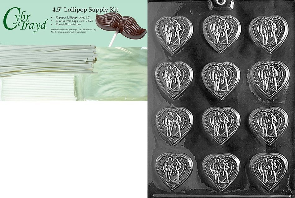 Cybrtrayd W007 Wedding Hearts Chocolate Candy Mold with Exclusive
