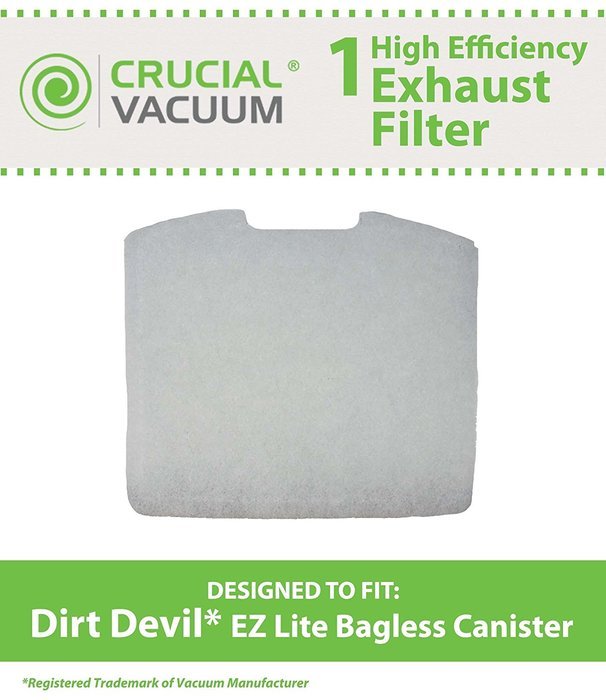 1 Dirt Devil Foam Exhaust Filter; Fits Dirt Devil Easy Lite Canister