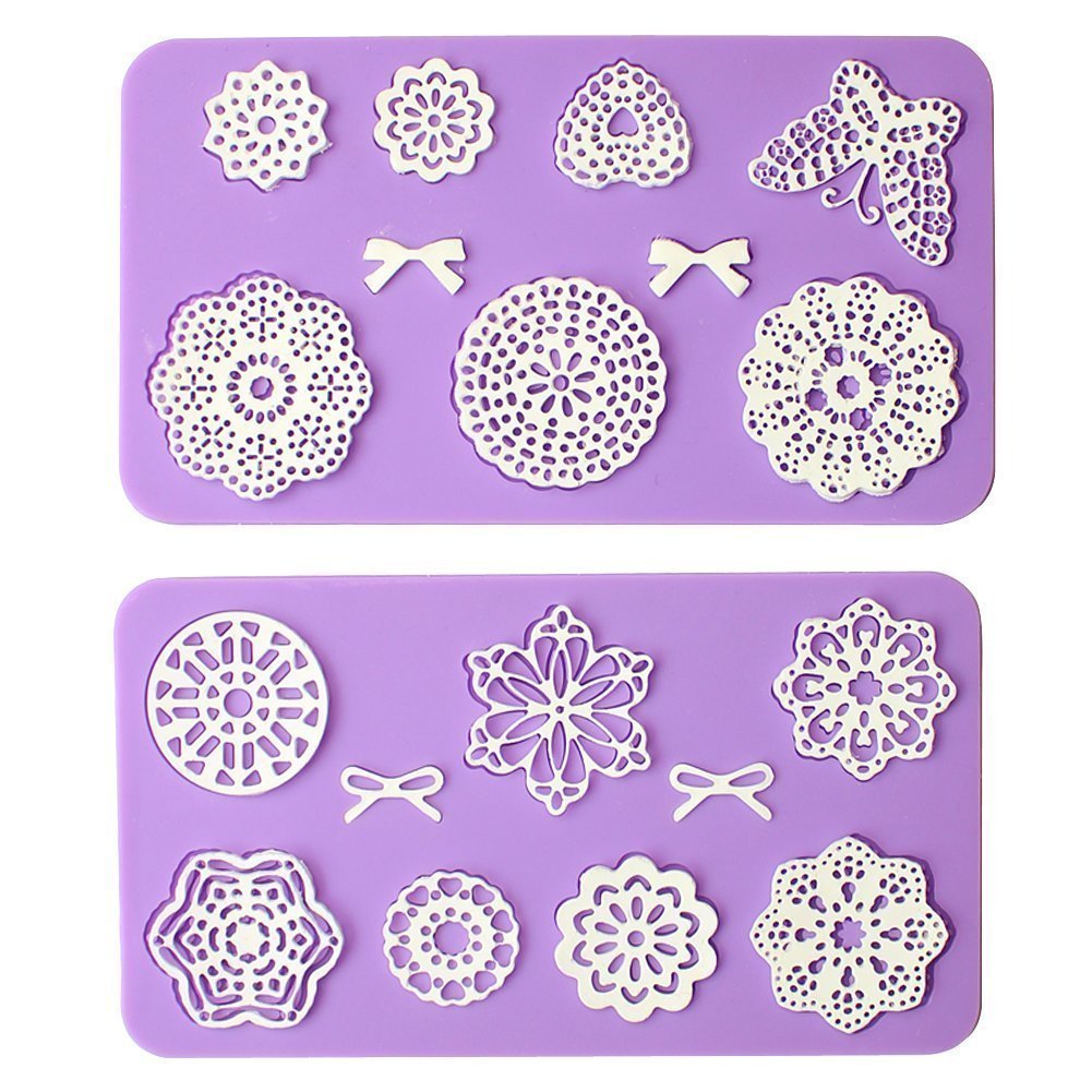 (Set of 2 )Multi Circle Flowers Lace Mat Wedding Cake Decoration Tool