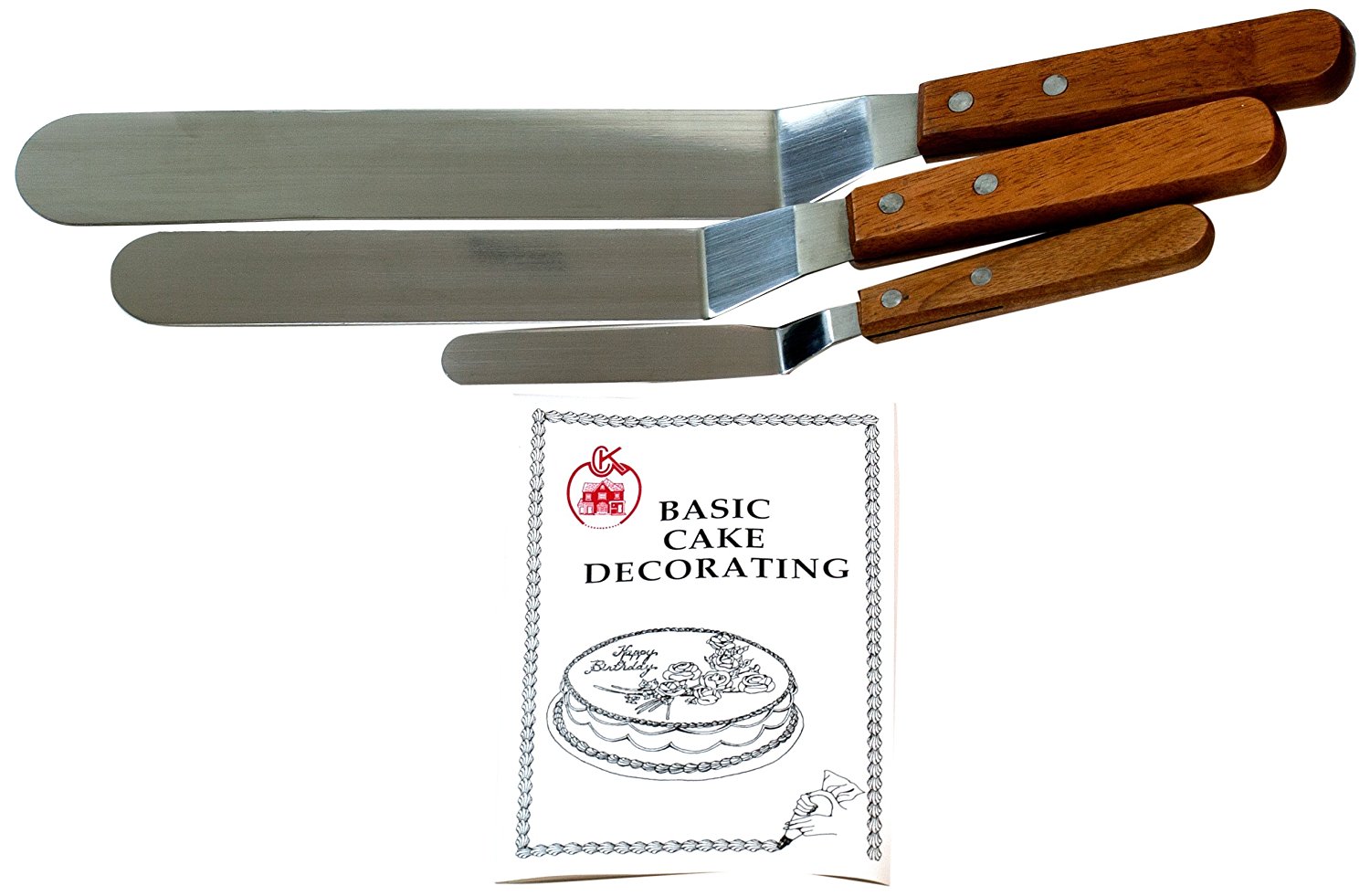 Cybrtrayd Offset WoodHandled Cake Decorating Spatulas Plus Cake