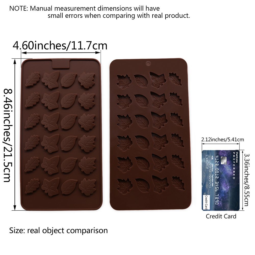 Candy Making Molds, 2PCS YYP [24 Cavity Tree Leaf Shape Mold] Silicone