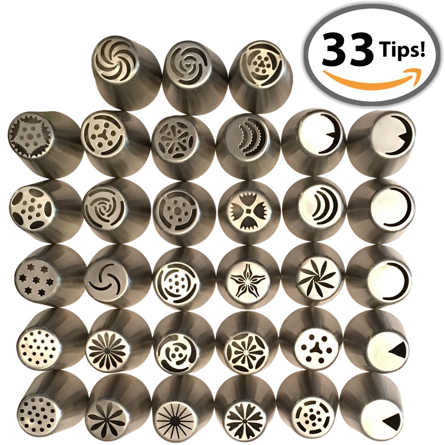 40 Piece Russian Piping Tips Set PLUS Storage Case! 33 Stainless