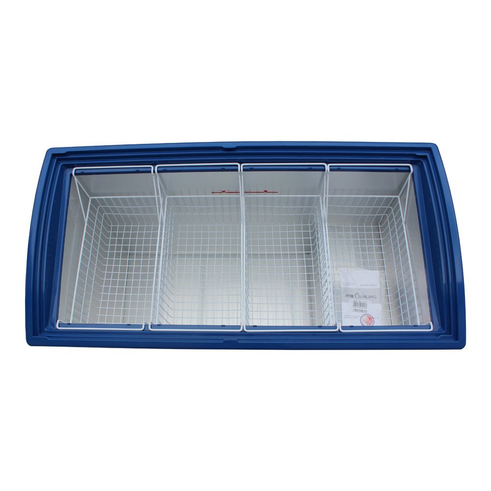 351L Curved Glass Sliding Double Doors Ice Cream Merchandise Display