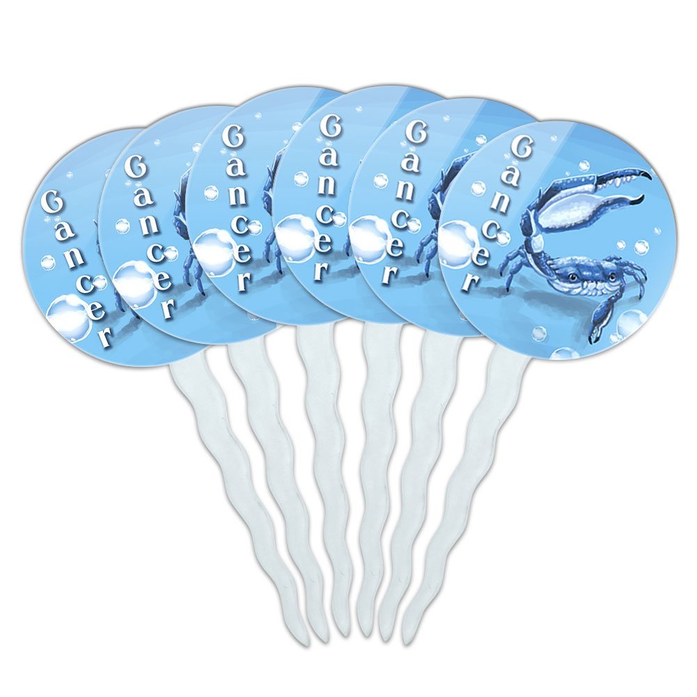 Set of 6 Cupcake Picks Toppers Decoration Zodiac Astrology Astrological